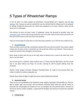 5 Types of Wheelchair Ramps