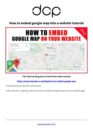 How to embed google map into a website page tutorial
