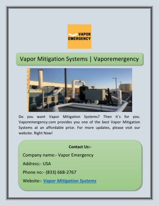 Vapor Mitigation Systems | Vaporemergency