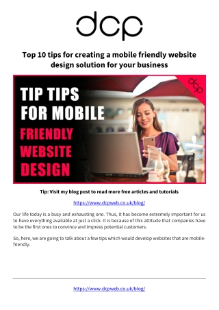 Top 10 tips for creating a mobile friendly website design solution for your business