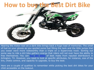 How to buy the Best Dirt Bike