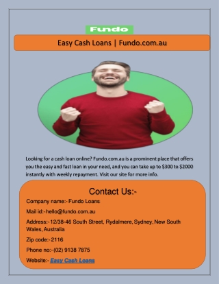 Easy Cash Loans | Fundo.com.au