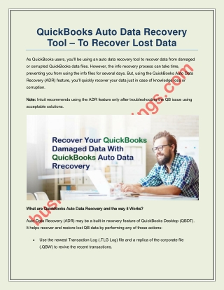 QuickBooks Auto Data Recovery: Recover Your Damaged Data