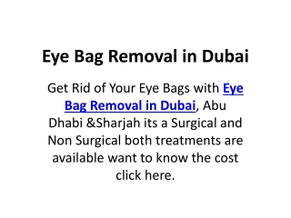 Eye Bag Removal in Dubai