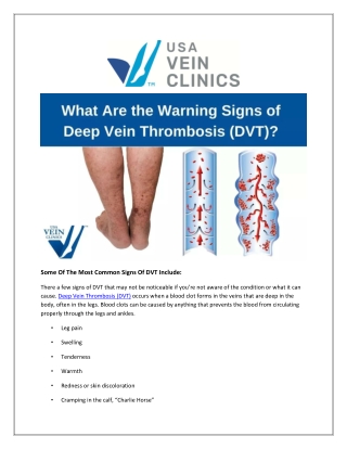 What Are the Warning Signs of Deep Vein Thrombosis (DVT) ?