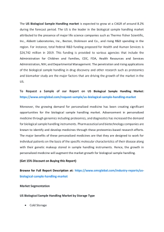 US Biological Sample Handling Market | Segmentation, Outlook, Industry Report to 2025