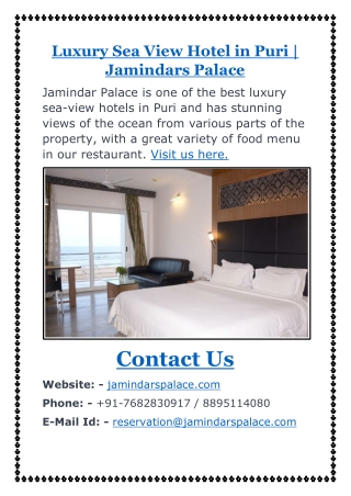 Luxury Sea View Hotel in Puri | Jamindars Palace