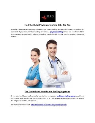 Find the Right Physician Staffing Jobs for You