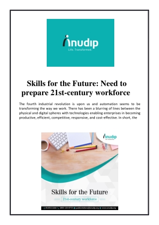Skills for the Future: Need to prepare 21st-century workforce