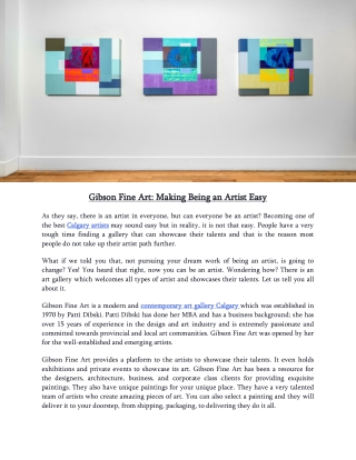 Gibson Fine Art: Making Being an Artist Easy