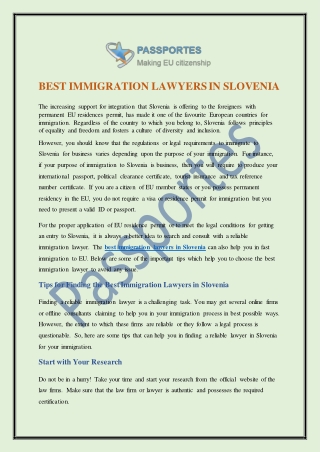 Best Immigration Lawyers In Slovenia
