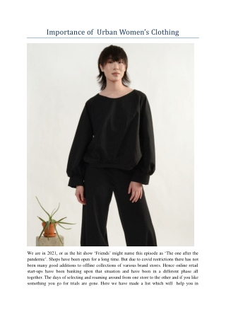 Importance of  Urban Women’s Clothing