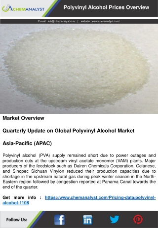 Polyvinyl Alcohol Prices, News, Database, Chart, Trend | ChemAnalyst