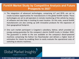 Forklift Market Application & Regional Analysis by 2027