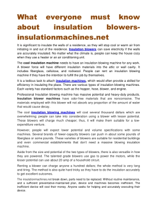 What everyone must know about insulation blowers-insulationmachines.net
