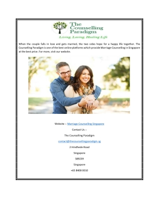 Marriage Counselling Singapore | The Counselling Paradigm