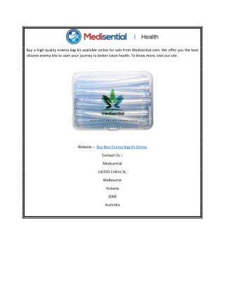 Buy Best Enema Bag Kit Online | Medisential.com