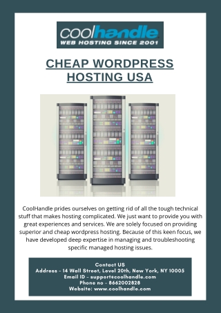 Cheap Wordpress Hosting USA