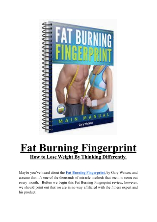 Fat Burning Fingerprints-diet and weight loss