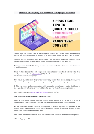 6 Practical Tips To Quickly Build Ecommerce Landing Pages That Convert