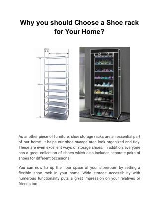 Why you should Choose a Shoe rack for Your Home?