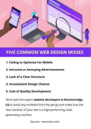FIVE COMMON WEB DESIGN MISTAKES