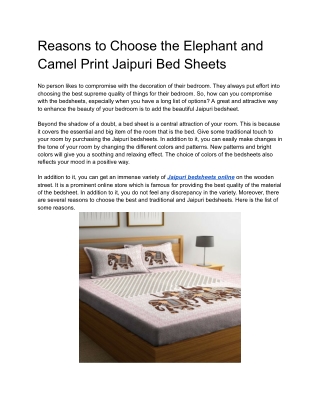 Buy Jaipuri Bed Sheets Online from WoodenStreet
