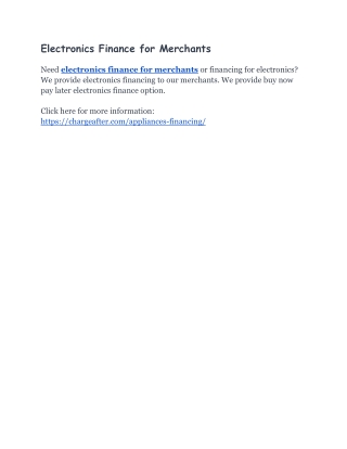 Electronics Finance for Merchants