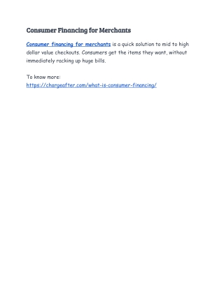 Consumer Financing for Merchants