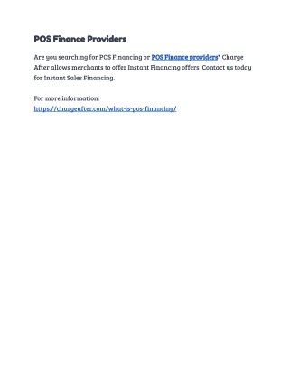 POS Finance Providers