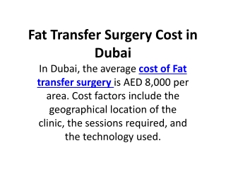 Fat Transfer Surgery Cost in Dubai
