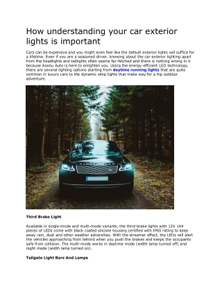 How understanding your car exterior lights is important