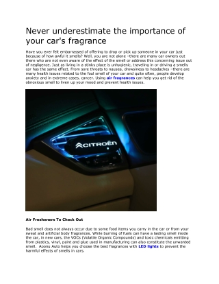 Never underestimate the importance of your car's fragrance