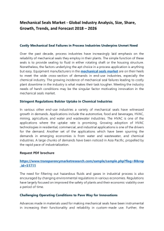 Mechanical Seals Market - Global Industry Analysis, Size, Share, Growth, Trends, and Forecast 2018 – 2026