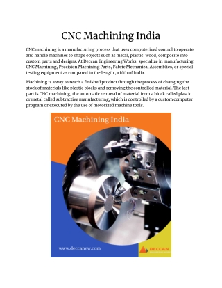 CNC Machining India