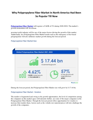 Why Polypropylene Fiber Market In North America Had Been So Popular Till Now