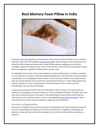 Best Memory Foam Pillow in India