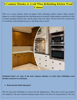 6 Common Mistakes to Avoid When Refinishing Kitchen Wood Cabinet