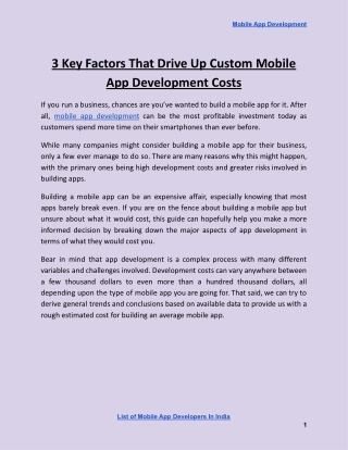 3 Key Factors That Drive Up Custom Mobile App Development Costs