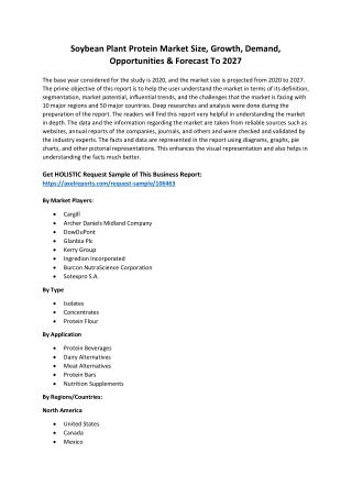 Soybean Plant Protein Market Size, Growth, Demand, Opportunities & Forecast To 2027