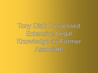 Tony Diab Possessed Extensive Legal Knowledge as Former Associate