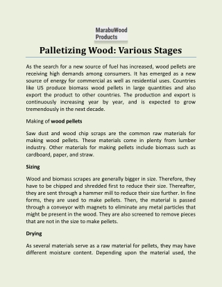 Palletizing Wood: Various Stages