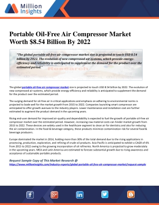 Portable Oil-Free Air Compressor Market Worth $8.54 Billion By 2022