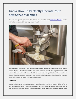 Know How To Perfectly Operate Your Soft Serve Machines