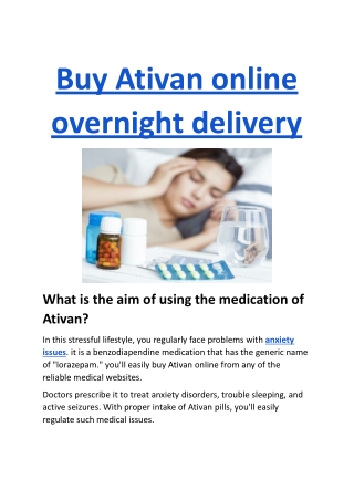 Buy Ativan Online overnight delivery in the USA