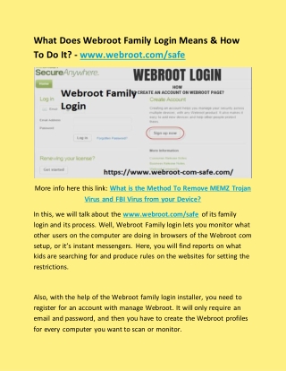 What Does Webroot Family Login Means & How To Do It? - www.webroot.com/safe