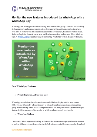 Monitor the new features introduced by WhatsApp with a WhatsApp Spy