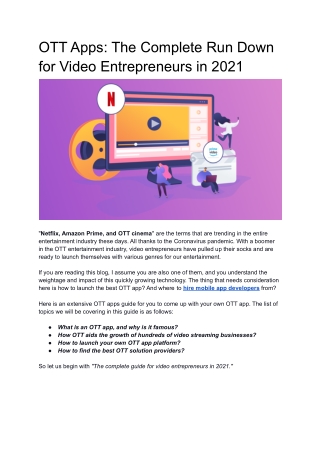 OTT Apps: The Complete Run Down for Video Entrepreneurs in 2021