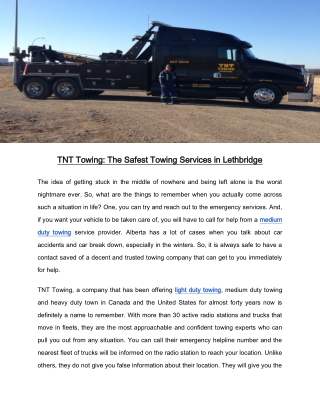 TNT Towing: The Safest Towing Services in Lethbridge