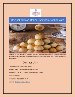 Original Baklava Online |Semiramisonline.com